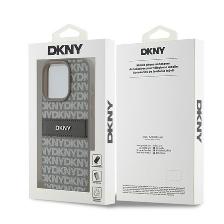 DKNY ETUI HARDCASE LEATHER MONO STRIPE DO IPHONE 15 PRO MAX 6.7 METAL LOGO