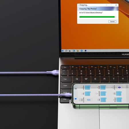 Baseus Flash Series Ⅱ kabel 3w1 do szybkiego ładowania USB-A do USB-C / Micro-USB / Lightning 66W 480Mb/s 1.2m fioletowy