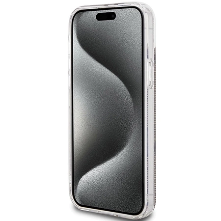 Etui Guess IML 4G Gold Stripe na iPhone 15 Plus / 14 Plus - brązowe