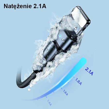 USAMS KABEL PLECIONY DO LIGHTNING IPHONE 12 13 14 1M Z GUMOWYM WYKOŃCZENIEM