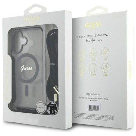 GUESS ETUI HARDCASE CROSSBODY CORD SCRIPT DO MAGSAFE DO IPHONE 16 6.1
