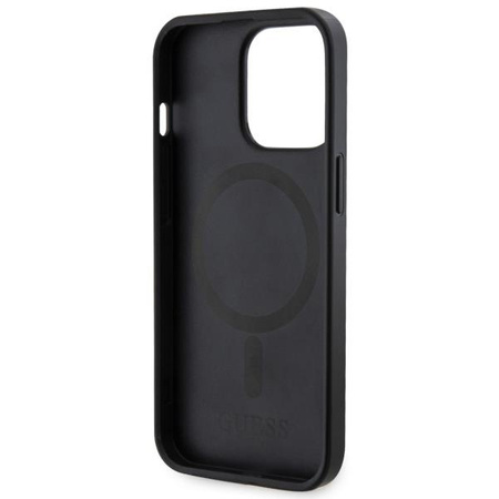 Etui Guess GUHMP13XP4RPSK na iPhone 13 Pro Max - czarne 4G Printed Stripes MagSafe