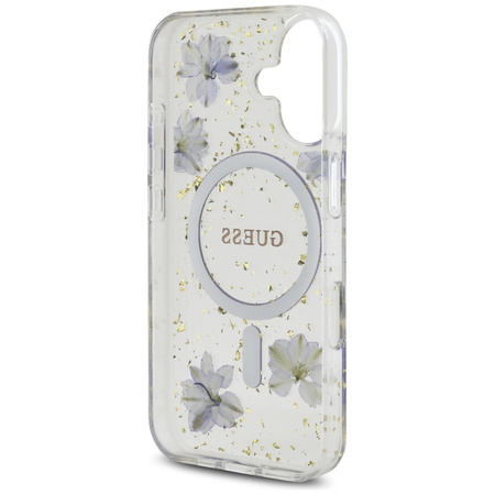 GUESS ETUI POKROWIEC MAGNETYCZNY DO MAGSAFE IPHONE 16 RESIN FLOWERS GLITTER