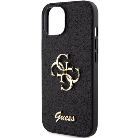 Etui Guess Glitter Script Big 4G na iPhone 15 Plus - czarne