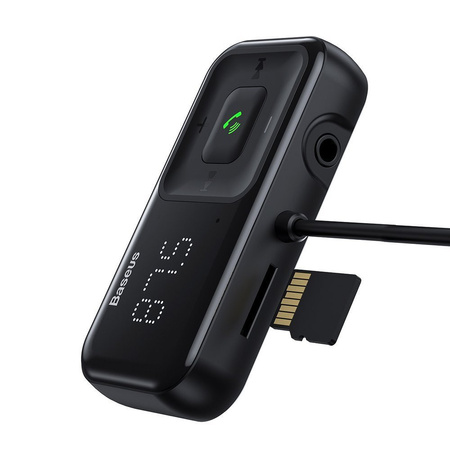Baseus S-16 Transmiter FM Bluetooth 5.0 2x USB ładowarka samochodowa AUX MP3 TF micro SD 3,1 A czarny (CCTM-E01)