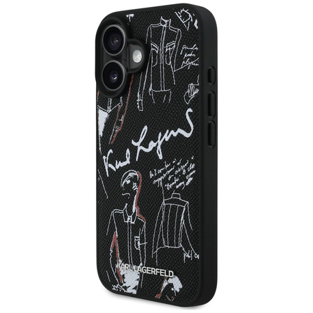 Etui Karl Lagerfeld Grained Pattern & Logo MagSafe do iPhone 16 czarny