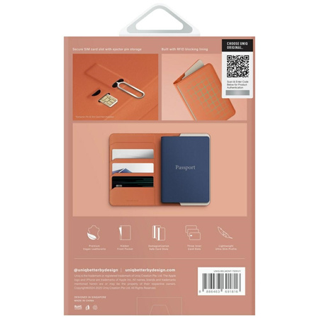 Etui na paszport UNIQ Belmont blokada RFID terracotta kość słoniowa