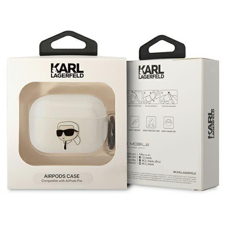 Etui Karl Lagerfeld KLAPHNIKTCT na AirPods Pro - przezroczyste Karl's Head