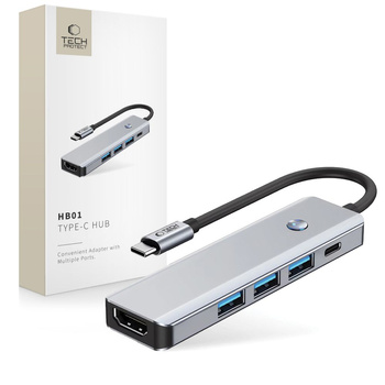 TECH-PROTECT HUB ADAPTER 5IN1 TYPE-C DO MACBOOK PRO AIR HDMI 4K 60HZ PD100W