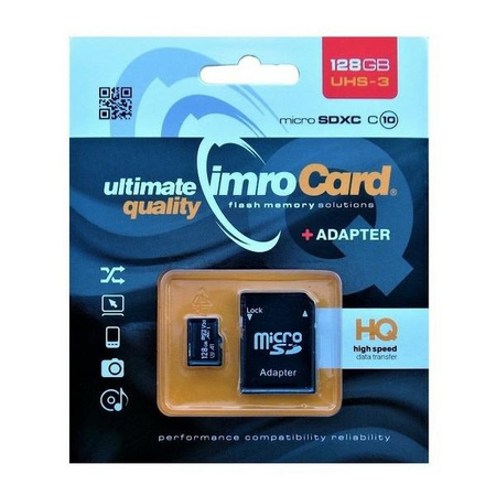 IMRO KARTA PAMIĘCI MICROSDXC 128GB DO SMARTFONÓW KONSOLE UHS-3 SZYBKA ZAPIS