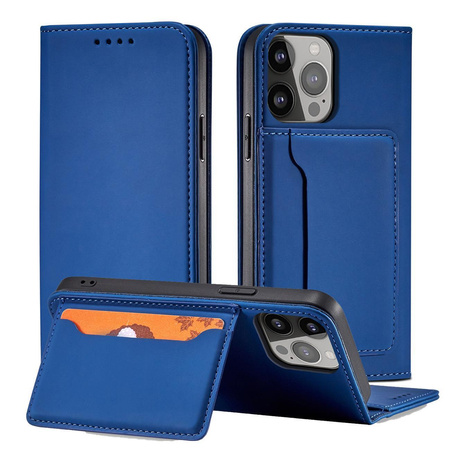 Magnet Card Case etui Samsung Galaxy A34 5G pokrowiec z klapką portfel podstawka niebieskie
