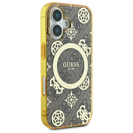 GUESS ETUI HARDCASE IML PEONY DO IPHONE 16 6.1 DO MAGSAFE Z TŁOCZENIEM