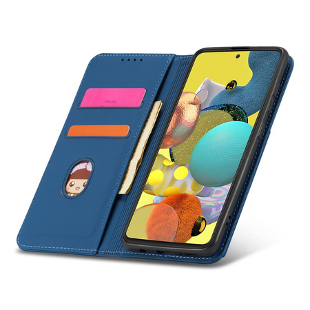 Magnet Card Case etui do Samsung Galaxy A12 5G pokrowiec portfel na karty kartę podstawka niebieski