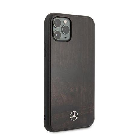 Etui Mercedes Wood Line Rosewood na iPhone 11 Pro Max - brązowe