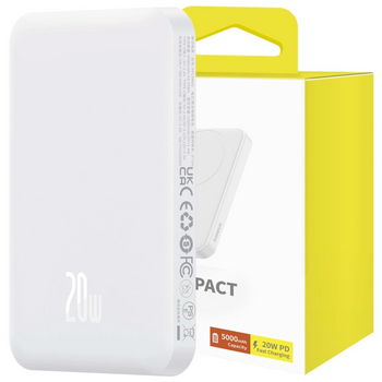 Mini powerbank Baseus 5000mAh 20W + kabel USB-C (20V/3A) - biały