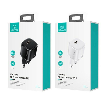 USAMS ŁADOWARKA SIECIOWA 1XUSB-C DO IPHONE 12 13 14 PD20W SZYBKIE ŁADOWANIE