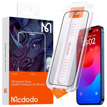 MCDODO EZ PASTE SZKŁO HARTOWANE MOCNA SZYBKA DO ETUI DO IPHONE 15