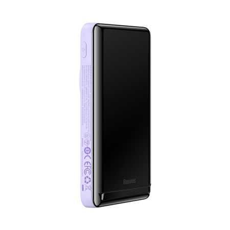 Baseus Magnetic Bracket Wireless Fast Charge Power Bank 10000mAh 20W Purple（With Xiaobai series fast charging Cable Type-C to Type-C 60W(20V/3A) 50cm White）