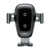 Baseus Metal Gravity Wireless Charger metalowy uchwyt samochodowy na kratkę wentylacyjną bezprzewodowa ładowarka Qi czarny (WXYL-B0A)