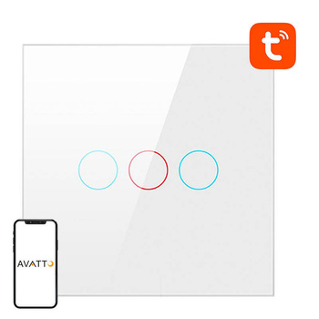 AVATTO WŁĄCZNIK DOTYKOWY ZIGBEE DO TUYA SMART HOME POTRÓJNY BEZ NEUTRALNEGO