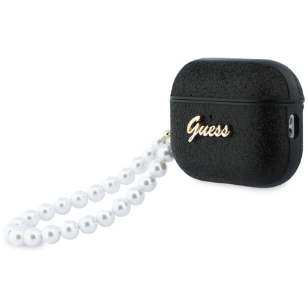 Etui Guess Glitter Pearl Strap do AirPods Pro 3 czarny