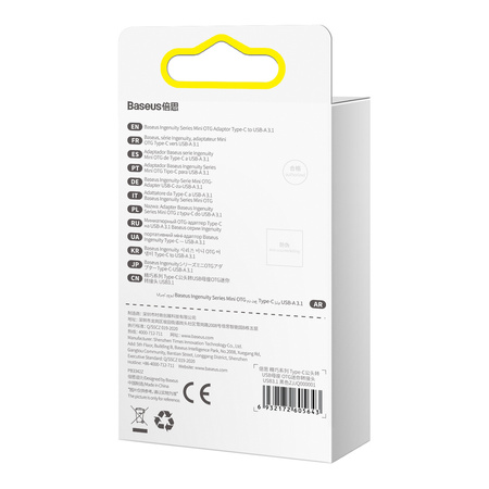 Baseus Ingenuity Series przejściówka adapter z USB Typ C do USB-A 3.2 gen 1 czarny (ZJJQ000001)