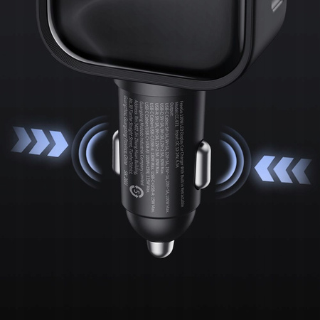 MCDODO SZYBKA ŁADOWARKA SAMOCHODOWA 3X USB USB-C 130W LED KABEL ZWIJANY 1M
