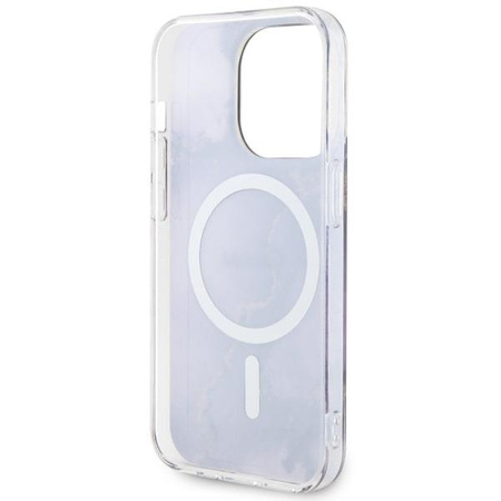 Etui Guess GUHMP14LHTMRSU na iPhone 14 Pro purpurowy/purple hardcase Golden Marble MagSafe