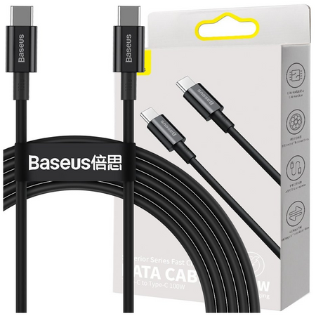 Baseus Superior kabel przewód USB Typ C - USB Typ C szybkie ładowanie Quick Charge / Power Delivery / FCP 100W 5A 20V 2m czarny (CATYS-C01)