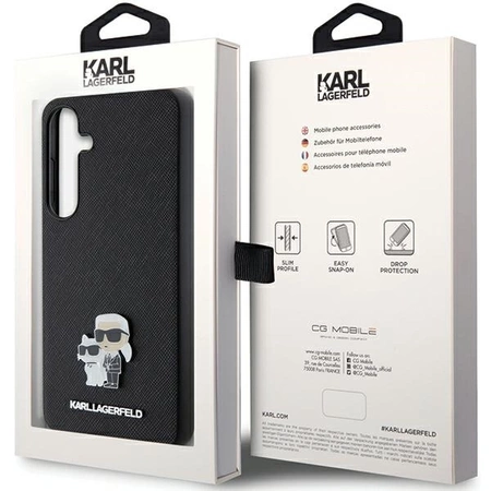 Etui Karl Lagerfeld Saffiano Karl&Choupette Metal Pin na Samsung Galaxy S24+ - czarne