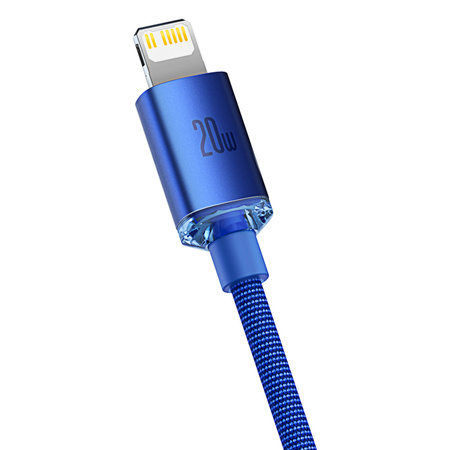 Baseus Crystal Shine Series kabel przewód USB do szybkiego ładowania i transferu danych USB Typ C - Lightning 20W 1,2m niebieska (CAJY000203)