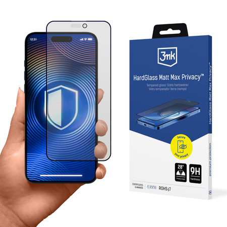 3MK HARDGLASS MATT MAX PRIVACY DO APPLE IPHONE 15 PRO OCHRONA EKRANU