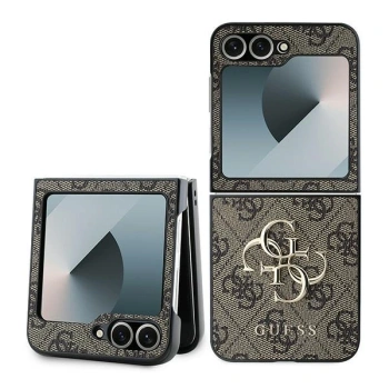 Guess GUHCZF64GMGBR Z Flip6 F741brązowy/brown Leather 4G Metal Logo