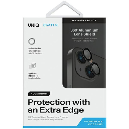 UNIQ OPTIX SZKŁO OCHRONNE DO APARATU DO IPHONE 15 6.1 15 PLUS 6.7 ALUMINIUM