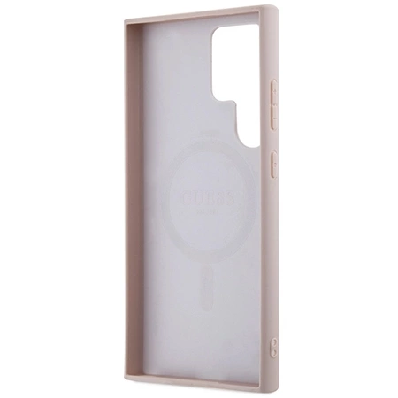 Etui Guess 4G Collection Leather Metal Logo MagSafe na Samsung Galaxy S24 Ultra - różowe