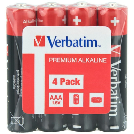VERBATIM BATERIA ALKALICZNA AAA LR03 DO URZĄDZENIA ELEKTRONICZNEGO 4 SZTUKI
