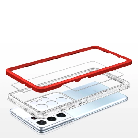 HURTEL CLEAR 3IN1 ETUI DO SAMSUNG GALAXY S22 ULTRA POKROWIEC ŻELOWY Z RAMKĄ