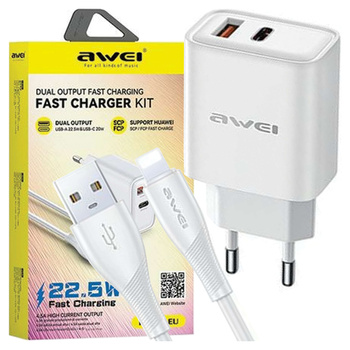AWEI ŁADOWARKA PD81L-EU 22.5W DO TELEFONÓW APPLE Z KABLEM USB DO LIGHTNING