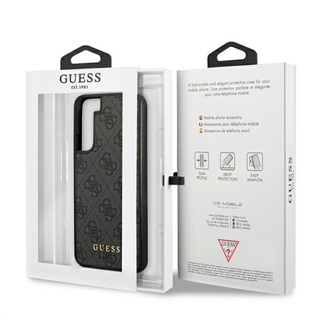 Guess GUHCS22SG4GFGR S22 S901 szary/grey hard case 4G Metal Gold Logo