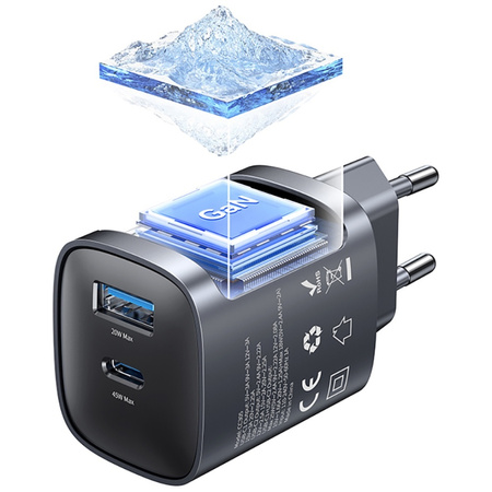 USAMS ŁADOWARKA SIECIOWA CC290 T66 45W DO TELEFONÓW USB-A USB-C GŁADKA