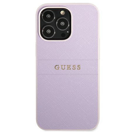 Guess GUHCP13LPSASBPU iPhone 13 Pro / 13 6,1" fioletowy/purple Saffiano Hot Stamp & Metal Logo