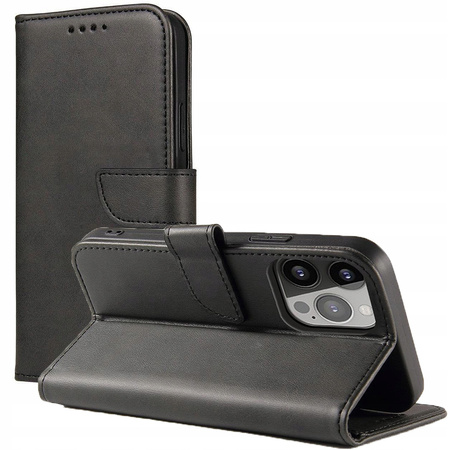 HURTEL ETUI MAGNET CASE DO IPHONE 14 PLUS Z KLAPKĄ I PODSTAWKĄ WYTRZYMAŁE