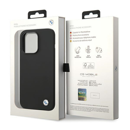 BMW ETUI SILIKONOWE DO IPHONE 15 PRO MAX 6.7 BMHCP15XSILBK Z LOGO METALOWYM