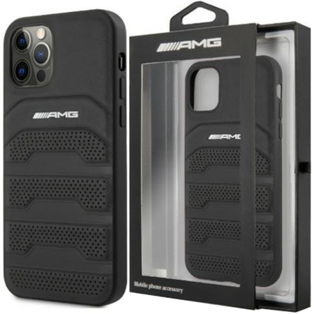 Etui AMG Leather Debossed Lines do iPhone 15 Pro - czarne