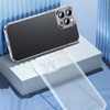 Baseus Frosted Glass Case etui pokrowiec do iPhone 13 sztywna obudowa z żelową ramką przezroczysty (ARWS000602)