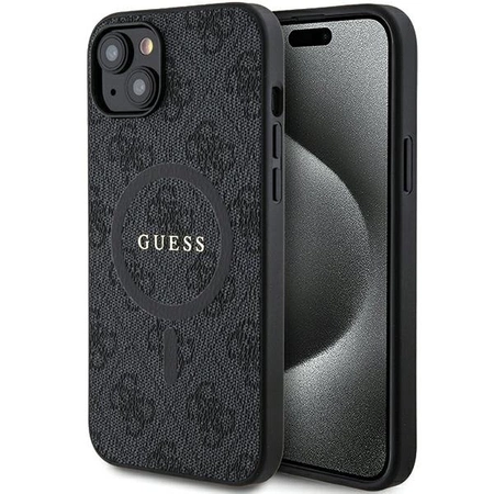 Etui Guess 4G Collection Leather Metal Logo MagSafe na iPhone 14 / 15 / 13 - czarne