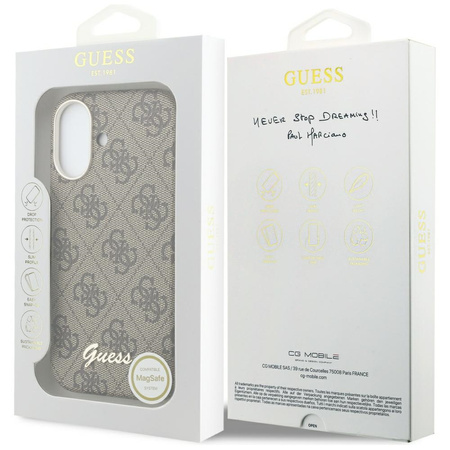 Etui Guess 4G Script MagSafe do iPhone   17 brązowy