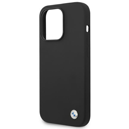 Etui BMW BMHCP14LSILBK na iPhone 14 Pro - czarne Silicone Metal Logo