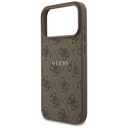 Etui Guess 4G Ring Classic Logo MagSafe do iPhone 17 Pro Max brązowy