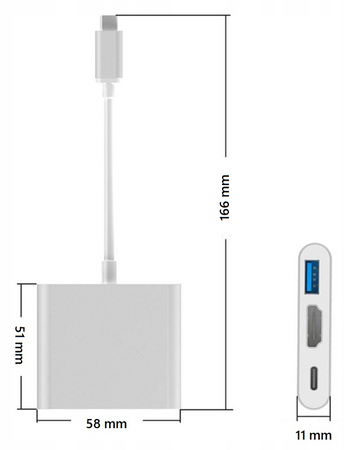 Adapter, 3 w 1, USB typu C, do Hdmi, Space Grey, Co2